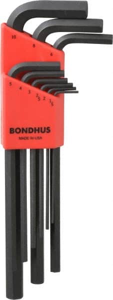 Bondhus - 9 Piece L-Key Hex Key Set - Hex Range 1.5 to 10mm, Protanium - Americas Industrial Supply