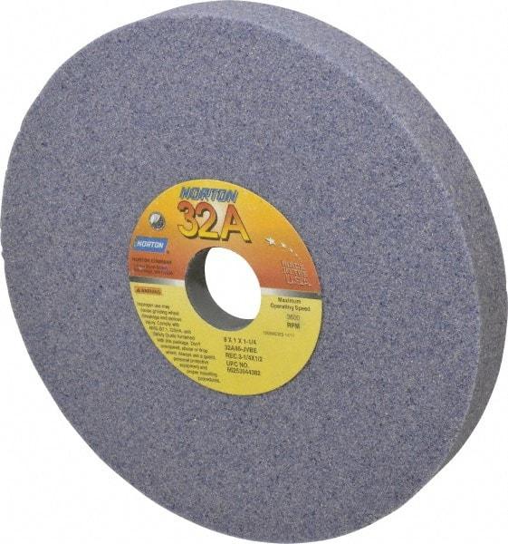 Norton - 8" Diam x 1-1/4" Hole x 1" Thick, J Hardness, 46 Grit Surface Grinding Wheel - Aluminum Oxide, Type 5, Coarse Grade, 3,600 Max RPM, Vitrified Bond, One-Side Recess - Americas Industrial Supply