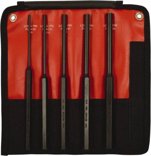 Mayhew - 5 Piece, 1/8 to 3/8", Pin Punch Set - Hex Shank, Steel, Comes in Kit Bag - Americas Industrial Supply