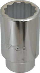 Proto - 1-7/16", 1/2" Drive, Deep Hand Socket - 12 Points, 3-1/2" OAL, Chrome Finish - Americas Industrial Supply