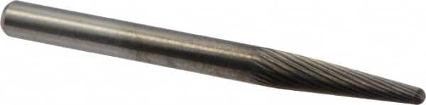 M.A. Ford - 1/8" Cut Diam, 1/8" Shank Diam, Taper Head Double Cut Burr - Carbide, Radius End, 1/2" LOC, 1-1/2" OAL - Americas Industrial Supply