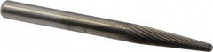 M.A. Ford - 1/8" Cut Diam, 1/8" Shank Diam, Taper Head Double Cut Burr - Carbide, Radius End, 1/2" LOC, 1-1/2" OAL - Americas Industrial Supply