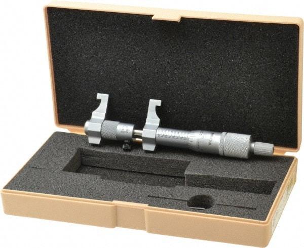 Mitutoyo - 2 to 3 Inch Range, Carbide Satin Chrome Coated, Mechanical Inside Caliper Micrometer - 0.001 Inch Graduation, 0.0004 Inch Accuracy - Americas Industrial Supply