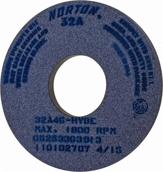 Norton - 14" Diam x 5" Hole x 1" Thick, H Hardness, 46 Grit Surface Grinding Wheel - Aluminum Oxide, Type 1, Coarse Grade, 1,800 Max RPM, Vitrified Bond, No Recess - Americas Industrial Supply