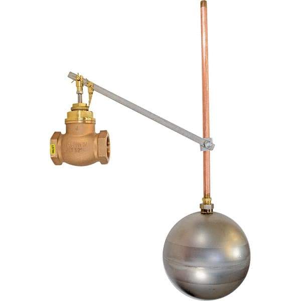 Control Devices - 1" Pipe, Brass & Bronze, Globe Pattern-Single Seat, Mechanical Float Valve - 100 psi, FIP x FIP End Connections - Americas Industrial Supply