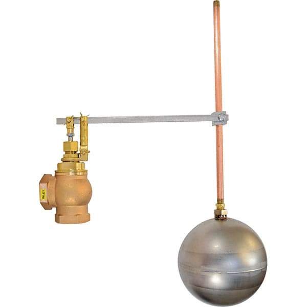 Control Devices - 1" Pipe, Brass & Bronze, Angle Pattern-Single Seat, Mechanical Float Valve - 100 psi, FIP x FIP End Connections - Americas Industrial Supply