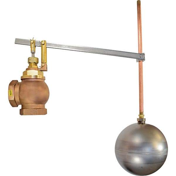 Control Devices - 2" Pipe, Brass & Bronze, Angle Pattern-Single Seat, Mechanical Float Valve - 75 psi, FIP x FIP End Connections - Americas Industrial Supply