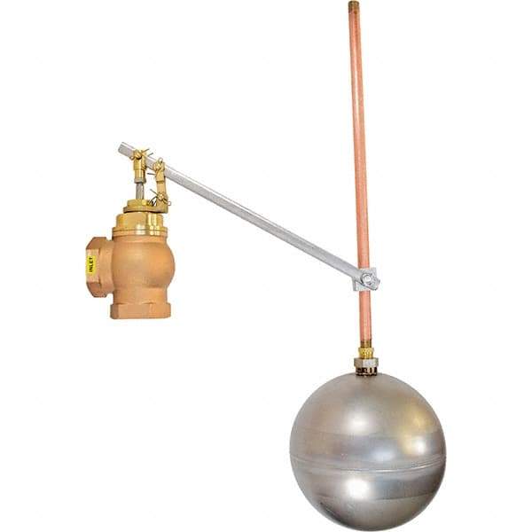 Control Devices - 1" Pipe, Brass & Bronze, Angle Pattern-Single Seat, Mechanical Float Valve - 100 psi, FIP x FIP End Connections - Americas Industrial Supply