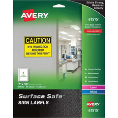 AVERY - Pack of (15), 7" x 10" White Polyester Durable Square Labels - Americas Industrial Supply