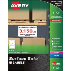 AVERY - Pack of (100), 4" x 6" White Polyester Durable Square Labels - Americas Industrial Supply