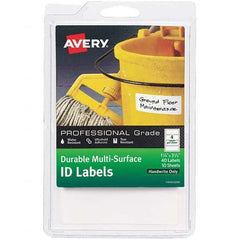 AVERY - Pack of (40), 1-1/4" x 3-1/2" White Paper Durable Square Labels - Americas Industrial Supply