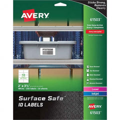 AVERY - Pack of (250), 2" x 3-1/2" White Polyester Durable Square Labels - Americas Industrial Supply