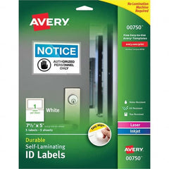 Label Maker Label: White, Paper, 5″ OAL, 5 per Roll Use with Laser/Inkjet Printers