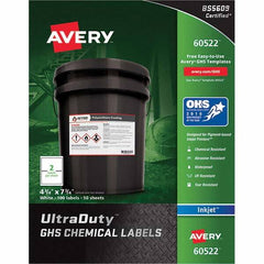 AVERY - Pack of (100), 4-3/4" x 7-3/4" White Synthetic Film ID Labels - Americas Industrial Supply