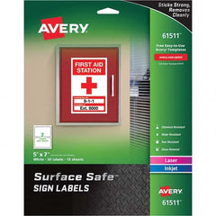 AVERY - Pack of (30), 5" x 7" White Polyester Durable Square Labels - Americas Industrial Supply