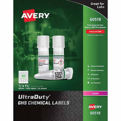 AVERY - Pack of (1500), 1" x 1-3/4" White Synthetic Film ID Labels - Americas Industrial Supply