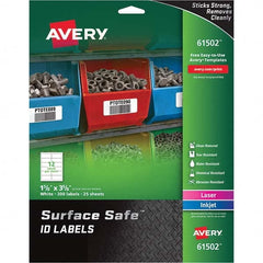 AVERY - Pack of (300), 1-5/8" x 3-5/8" White Polyester Durable Square Labels - Americas Industrial Supply