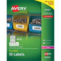 AVERY - Pack of (3000), 0.67" x 1-3/4" White Paper Durable Square Labels - Americas Industrial Supply