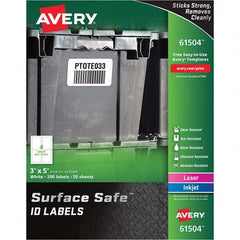 AVERY - Pack of (200), 3" x 5" White Polyester Durable Square Labels - Americas Industrial Supply