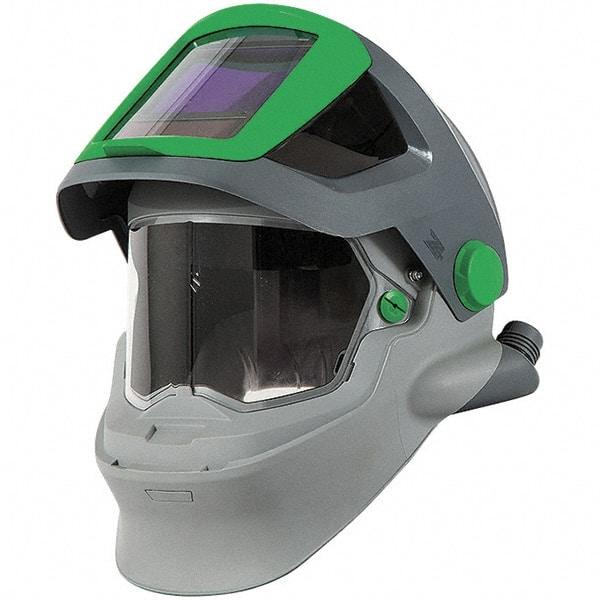 RPB - One Size Fits All, PAPR Compatible Hood with Welding Lens - Super Tough Flame Retardant Nylon, Gray, Green & Black, Adjustable Ratchet, Compatible with RPB Z4 - Americas Industrial Supply