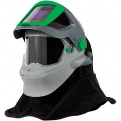 RPB - One Size Fits All, PAPR Compatible Hood with Welding Lens - Super Tough Flame Retardant Nylon, Gray, Green & Black, Adjustable Ratchet, Compatible with RPB Z4 - Americas Industrial Supply