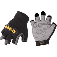 ironCLAD - Size M (8) Synthetic Work Gloves - For Mechanic's & Lifting, Uncoated, Hook & Loop Cuff, Fingerless, Black, Paired - Americas Industrial Supply