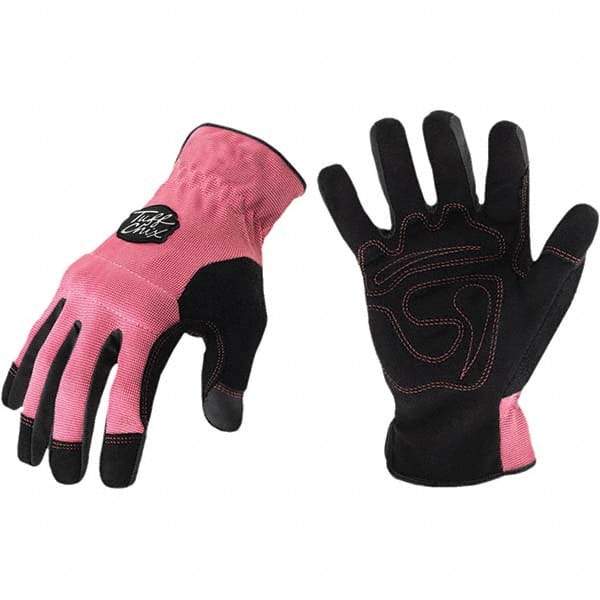 ironCLAD - Size XL (8) Synthetic Leather Work Gloves - For Mechanic's & Lifting, Uncoated, Slip-On Cuff, Pink, Paired - Americas Industrial Supply