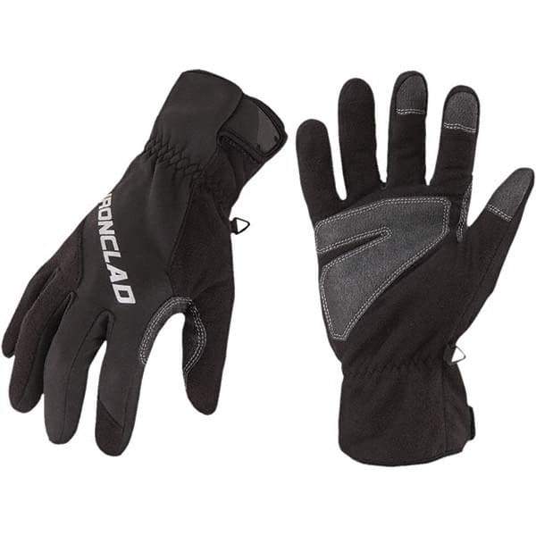 ironCLAD - Size S (7) Microfleece Work Gloves - For Cold Weather, Uncoated, Hook & Loop Cuff, Black, Paired - Americas Industrial Supply