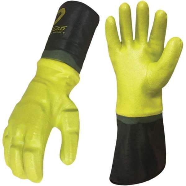 ironCLAD - Size S (7) Synthetic Leather Work Gloves - For General Purpose, Uncoated, Gauntlet Cuff, Hi-Vis Lime/Black, Paired - Americas Industrial Supply
