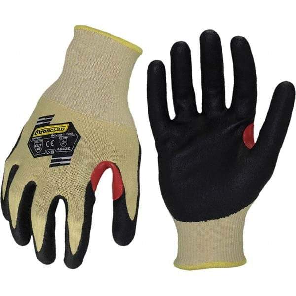 ironCLAD - Size 2XL (11), ANSI Cut Lvl A5, Abrasion Lvl 4, Foam Nitrile Coated Cut Resistant Gloves - 11" Long, Palm Coated, Unlined, Knit Wrist, Yellow/Black, Paired - Americas Industrial Supply