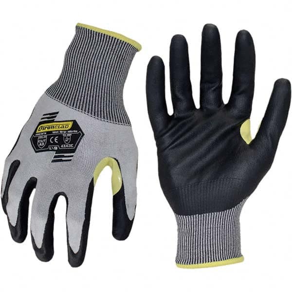 ironCLAD - Size S (7), ANSI Cut Lvl A3, Abrasion Lvl 3, Foam Nitrile Coated Cut Resistant Gloves - 11" Long, Palm Coated, Unlined, Knit Wrist, Gray/Black, Paired - Americas Industrial Supply