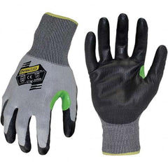 ironCLAD - Size 2XL (11), ANSI Cut Lvl A2, Abrasion Lvl 4, Polyurethane Coated Cut Resistant Gloves - 11" Long, Palm Coated, Unlined, Knit Wrist, Gray/Black, Paired - Americas Industrial Supply