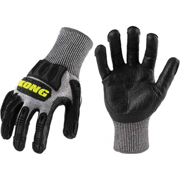 ironCLAD - Size S (7), ANSI Cut Lvl A4, Foam Nitrile Coated Cut Resistant Gloves - 11" Long, Palm Coated, Unlined, Knit Wrist, Gray/Black, Paired - Americas Industrial Supply