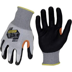 ironCLAD - Size L (9), ANSI Cut Lvl A4, Abrasion Lvl 4, Foam Nitrile Coated Cut Resistant Gloves - 11" Long, Palm Coated, Unlined, Knit Wrist, Gray/Black, Paired - Americas Industrial Supply