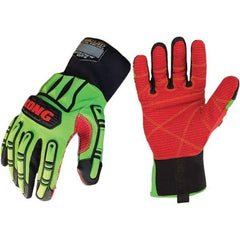 ironCLAD - Size XL (10), ANSI Cut Lvl A4, Puncture Lvl 4, Abrasion Lvl 4, Cut Resistant Gloves - 11" Long, Uncoated, Polyester Lining, Slip-On Cuff, Green/Red, Paired - Americas Industrial Supply