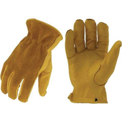 ironCLAD - Size 2XL (11), ANSI Cut Lvl A1, Abrasion Lvl 4, Cut Resistant Gloves - 10" Long, Uncoated, Unlined, Open Cuff, Golden, Paired - Americas Industrial Supply