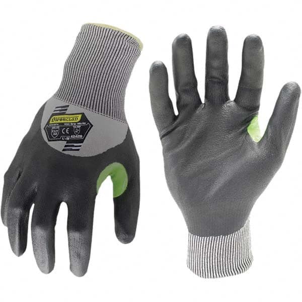 ironCLAD - Size S (7), ANSI Cut Lvl A2, Abrasion Lvl 4, Foam Nitrile Coated Cut Resistant Gloves - 11" Long, Palm & Knuckles Coated, Unlined, Knit Wrist, Gray, Paired - Americas Industrial Supply