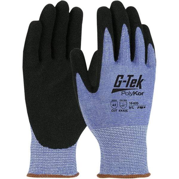 PIP - Size 2XL, ANSI Cut Lvl A5, Nitrile Coated PolyKor Cut Resistant Gloves - Palm & Fingers Coated, Knit Wrist, Blue, Paired - Americas Industrial Supply