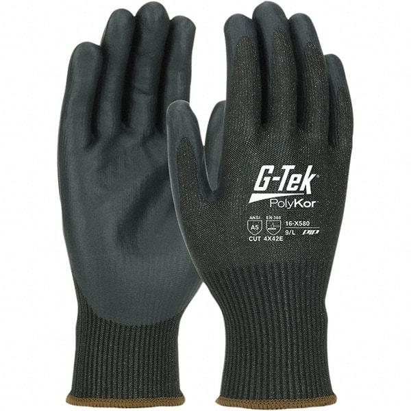 PIP - Size L, ANSI Cut Lvl A5, NeoFoam Coated PolyKor Xrystal Cut Resistant Gloves - Palm & Fingers Coated, Knit Wrist, Black, Paired - Americas Industrial Supply