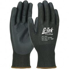 PIP - Size L, ANSI Cut Lvl A5, NeoFoam Coated PolyKor Xrystal Cut Resistant Gloves - Palm & Fingers Coated, Knit Wrist, Black, Paired - Americas Industrial Supply