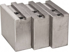 H & R Manufacturing - 1.5mm x 60° Serrated Attachment, Square Soft Lathe Chuck Jaw - 3 Jaws, Steel, 1.181" Btw Mount Hole Ctrs, 4" Long x 1-3/4" Wide x 3-1/2" High, 0.63" Groove, 12mm Fastener - Americas Industrial Supply