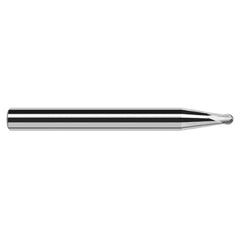1/4″ Dia. × 5/16″ Shank × 0.2″ DOC × 4″ OAL, Carbide Uncoated, 2 Flute, Ballnose End Mill - Exact Industrial Supply