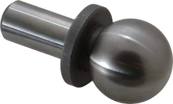 Jergens - 3/4" Ball Diam, 3/8" Shank Diam, Steel Inspection Tooling Ball - Slip-Fit Shank, 1-1/4" Ball Center to Shank Bottom, 1/2" Ball Center to Shoulder Bottom, with Shoulder - Americas Industrial Supply