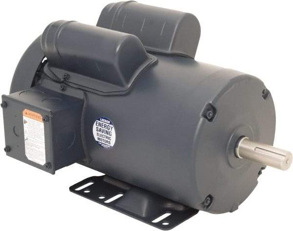 Leeson - 3 Max hp, 3,600 Max RPM, Capacitor Start Electric AC DC Motor - 230 V Input, Single Phase, 145T Frame, Rigid Base Mount, TEFC Enclosure - Americas Industrial Supply