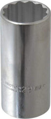 Proto - 1/2" Drive, Deep Hand Socket - 12 Points, 3-1/4" OAL, Chrome Finish - Americas Industrial Supply