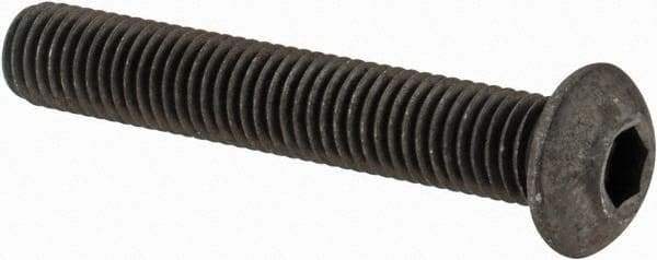 Value Collection - 1/4-28 UNF Hex Socket Drive, Button Screw - Alloy Steel, Black Oxide Finish, Fully Threaded, 1-1/2" Length Under Head - Americas Industrial Supply