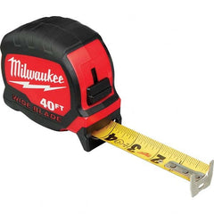 Milwaukee Tool - 40' x 1-5/16" Yellow/Black Blade Tape Measure - Americas Industrial Supply