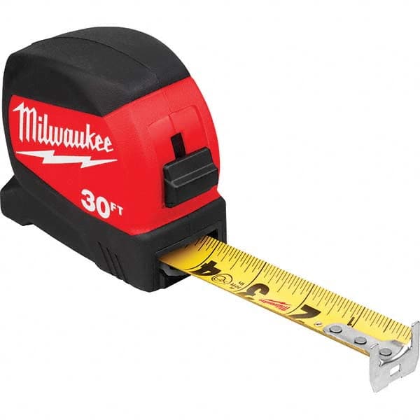 Milwaukee Tool - 30' x 1-3/16" Yellow/Black Blade Tape Measure - Americas Industrial Supply