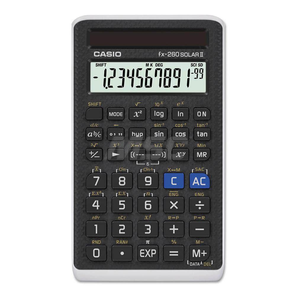 Casio - Calculators; Type: Scientific ; Type of Power: Solar ; Display Type: 12-Digit LCD ; Color: Black ; Display Size: 10 x 1 ; Width (Inch): 2-3/4 - Exact Industrial Supply