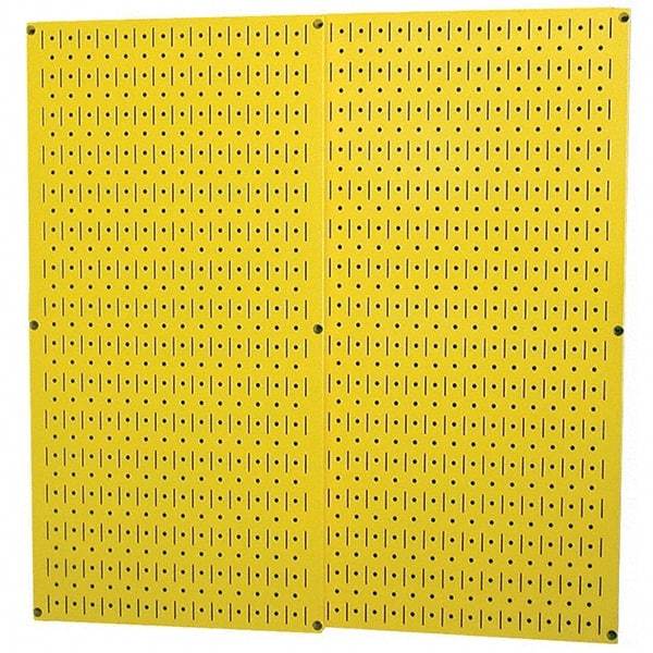 Wall Control - 32" Wide x 32" High Peg Board Storage Board - 2 Panels, Metal, Yellow - Americas Industrial Supply